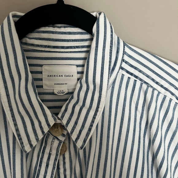 Striped Chambray American Eagle Button Up Shirt - Picture 3 of 3